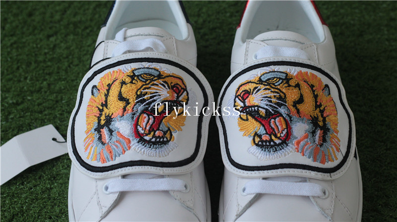 GC Ace Embroidered Sneaker White Tiger Pattern